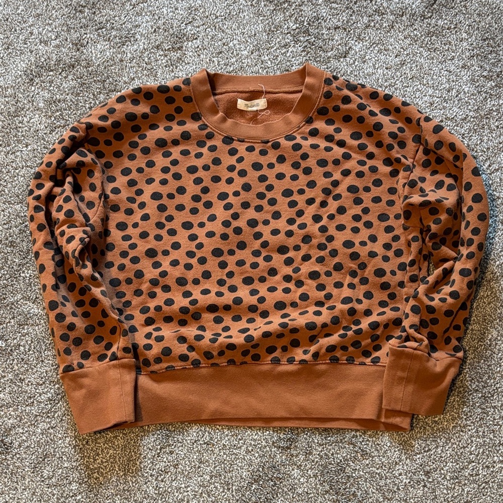 Madewell Polka Dot/Leopard Spot Cropped Sweatshirt